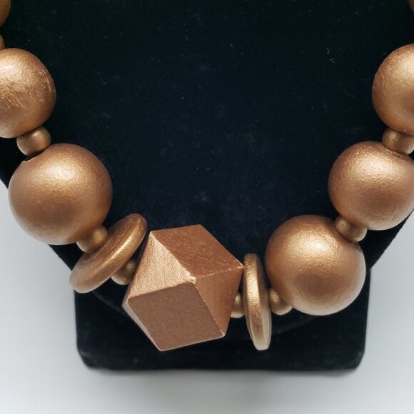 Women's Stunning Lightweight Brown plastic Beads Stretchy Necklace, 22" Stylish - Picture 5 of 7